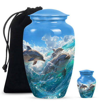 Personalized Dolphin Cremation Urn for Human Ashes - 10-inch, 200 cu in - Yatskia
