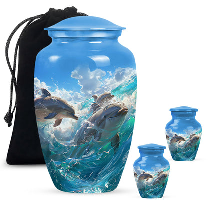Personalized Dolphin Cremation Urn for Human Ashes - 10-inch, 200 cu in - Yatskia