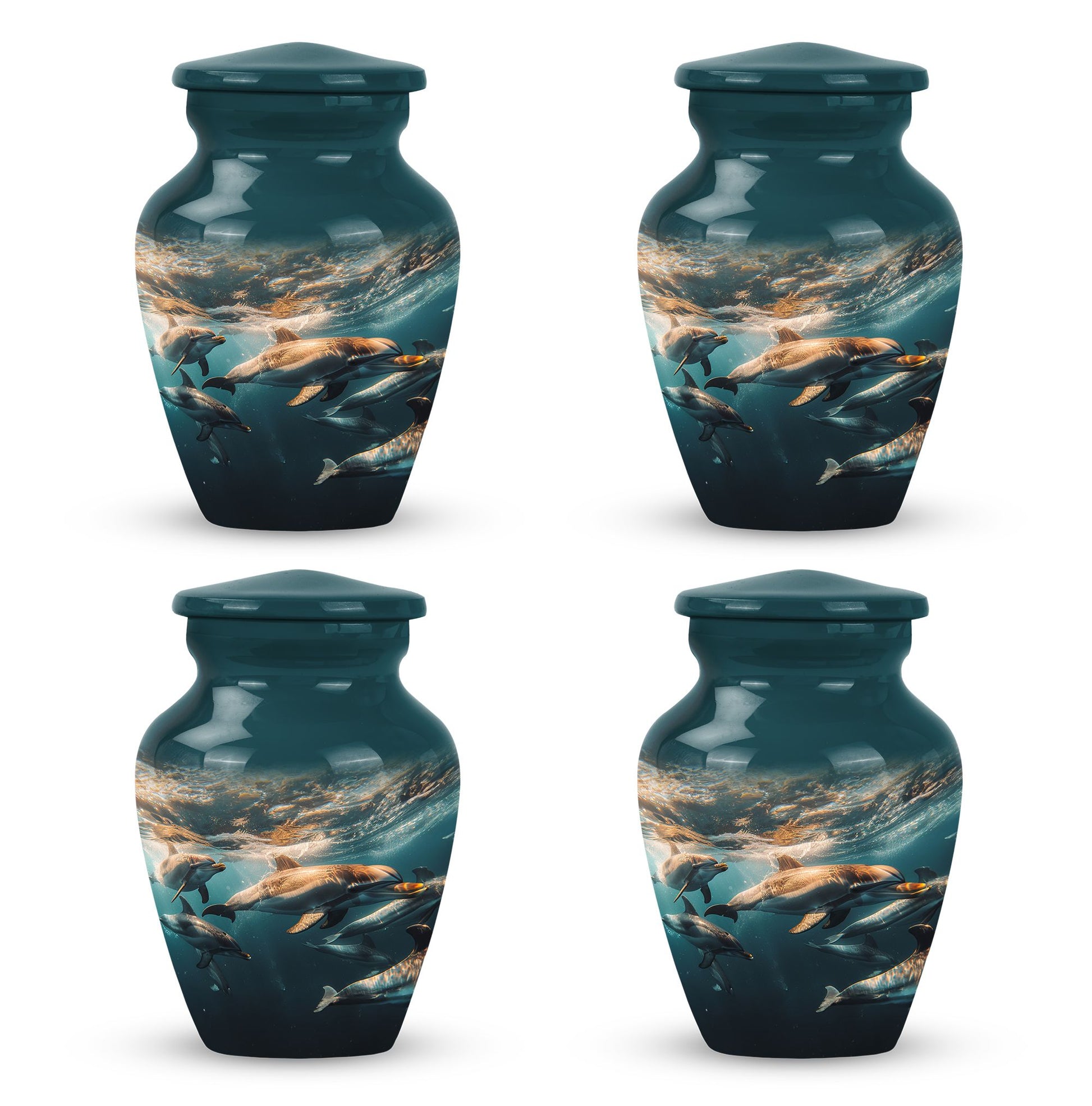 Underwater Dolphin Family Urn For Memorial - Human Ashes Container