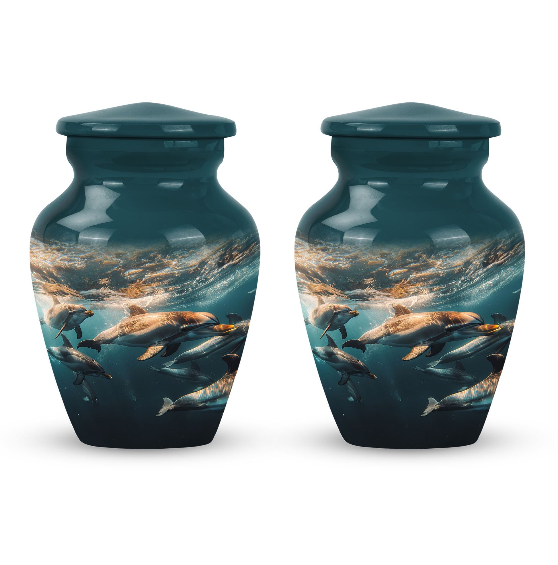 Underwater Dolphin Family Urn For Memorial - Human Ashes Container