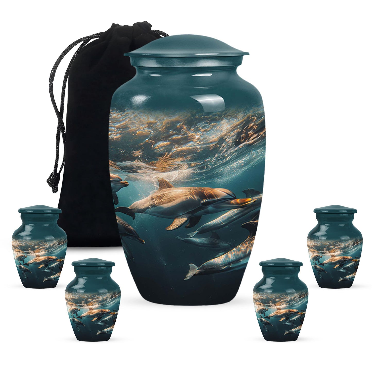 Personalized Dolphin Memorial Urn for Human Ashes - 10-inch, 200 cu in - Yatskia