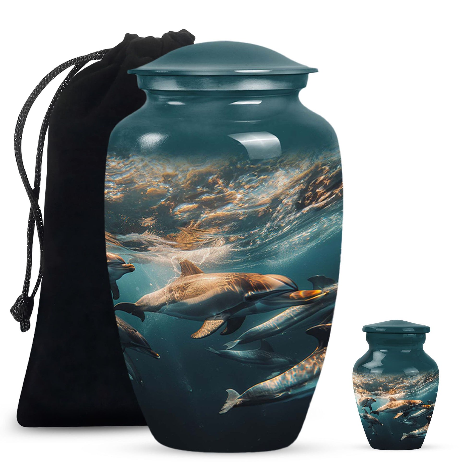 Underwater Dolphin Family Urn For Memorial - Human Ashes Container