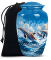 Dolphins Memorial Urn For Women - Artistic Funeral Urn for Sale