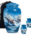 Dolphins Memorial Urn For Women - Artistic Funeral Urn for Sale