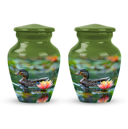 Green Personalized Bird Cremation Urn for Men & Women - 10-inch, 200 cu in - Yatskia