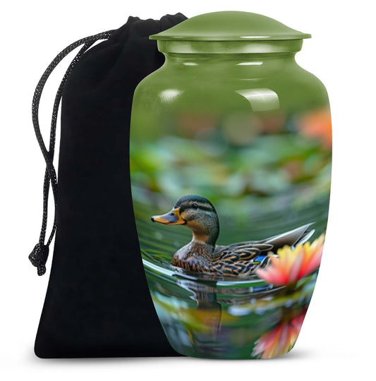 Duck Funeral Urn For Ashes - Green Cremation Urn For Men & Women
