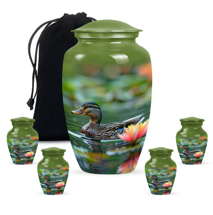 Green Personalized Bird Cremation Urn for Men & Women - 10-inch, 200 cu in - Yatskia