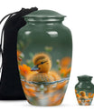 Golden Duckling Memorial Urn Set - Duck Cremation Urn For Ashes