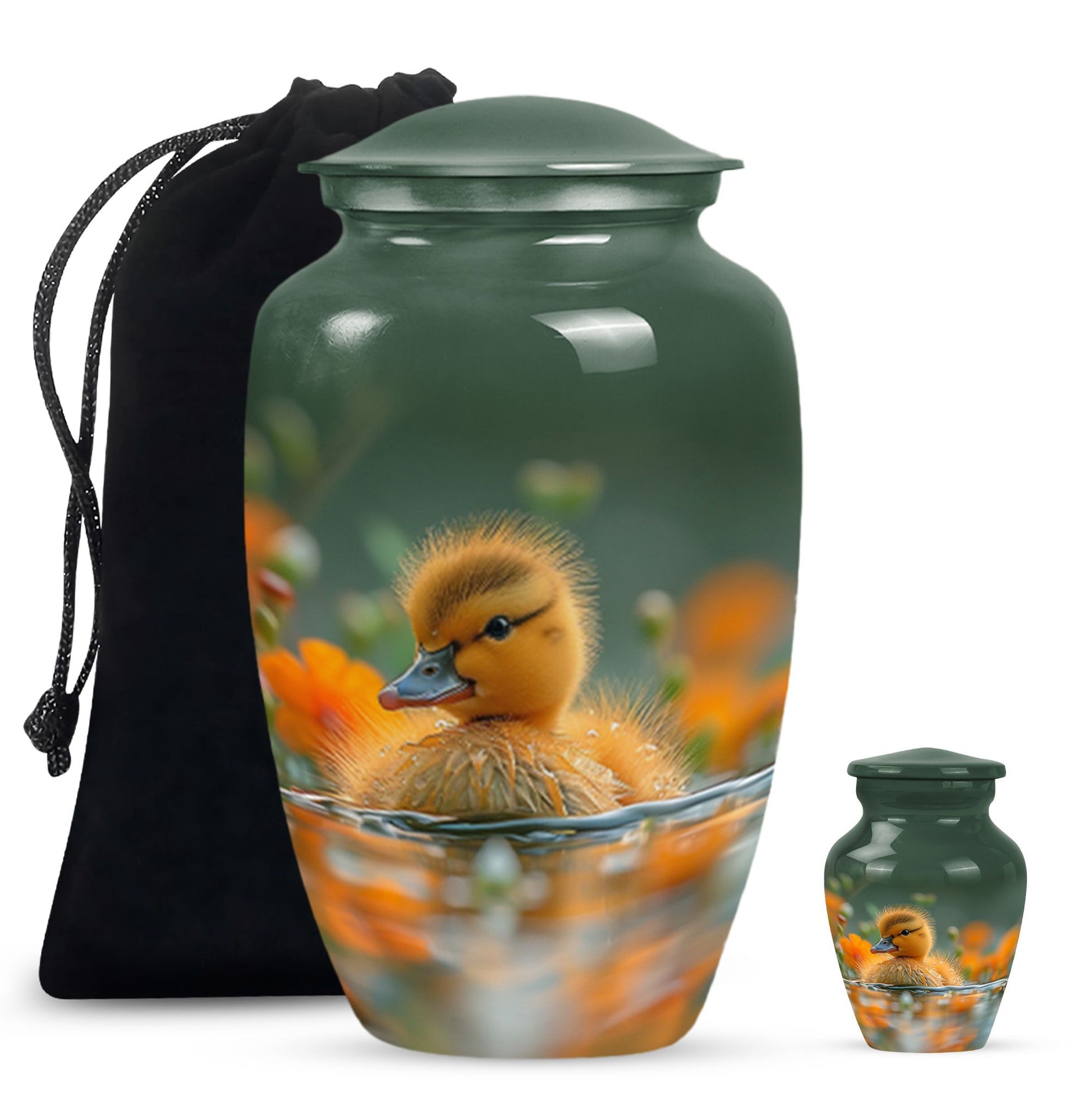 Golden Duckling Memorial Urn Set - Duck Cremation Urn For Ashes