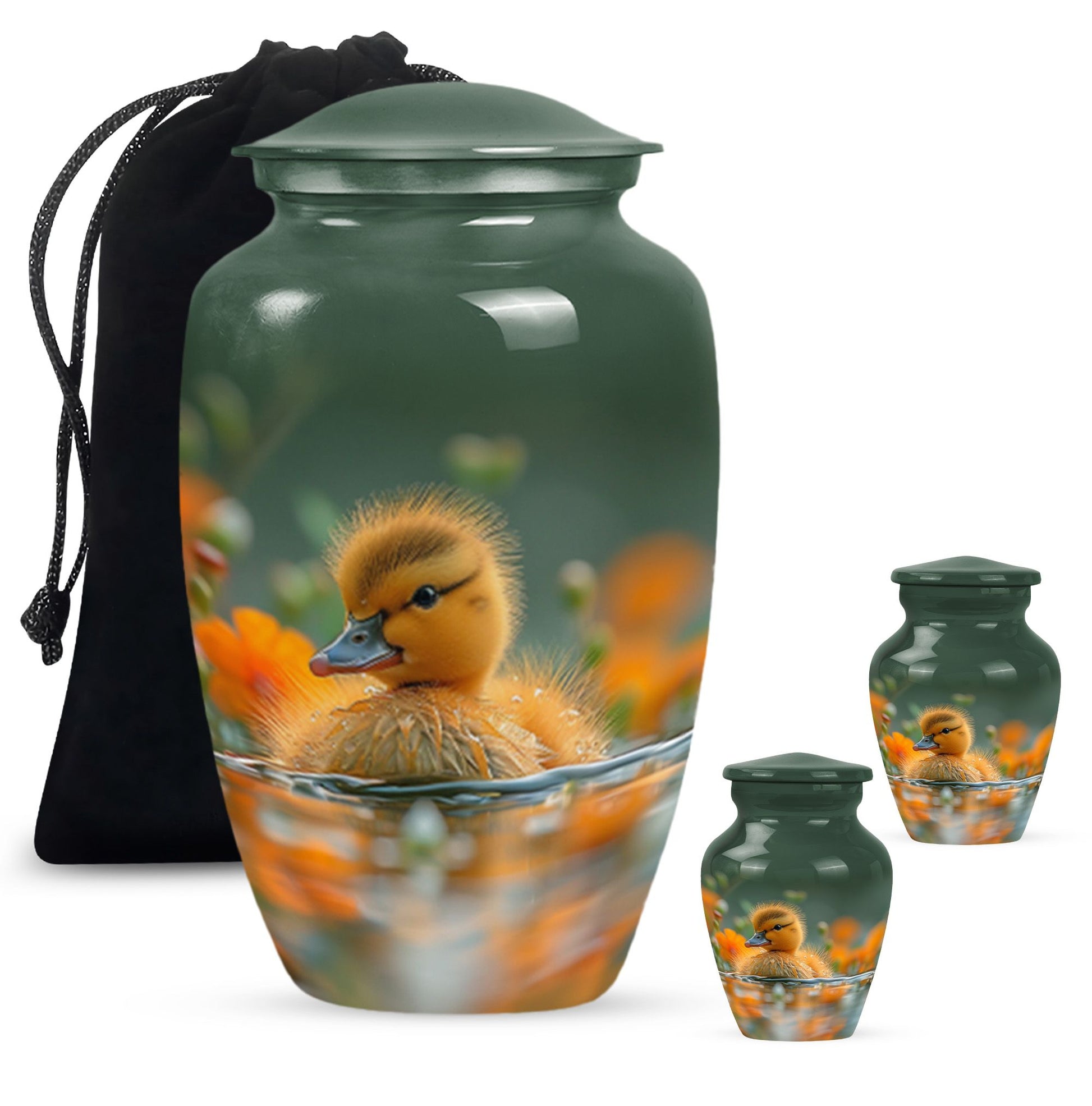 Golden Duckling Memorial Urn Set - Duck Cremation Urn For Ashes