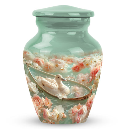 White Personalized Flower Cremation Urn for Human Ashes - 10-inch, 200 cu in - Yatskia