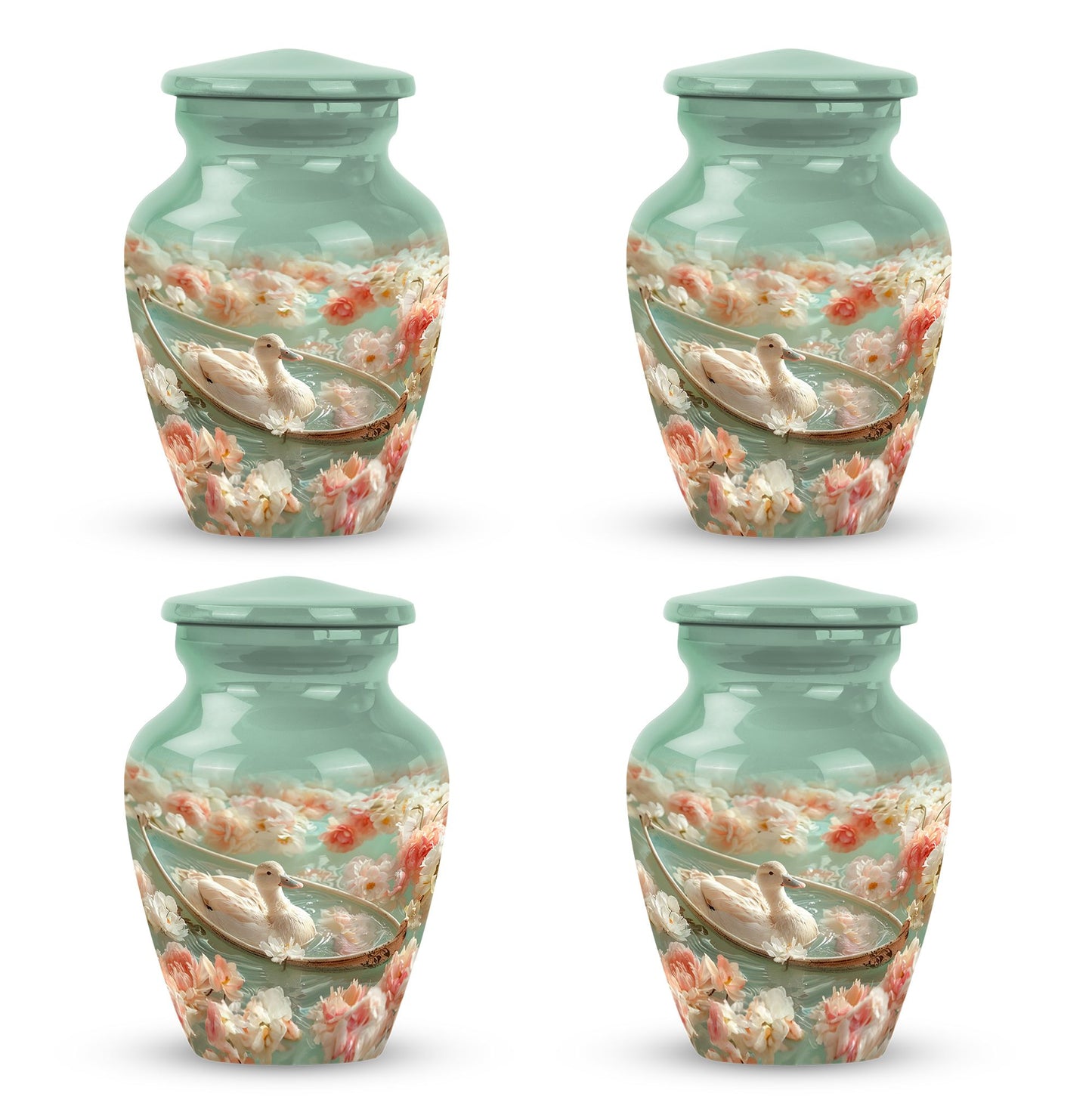 White Personalized Flower Cremation Urn for Human Ashes - 10-inch, 200 cu in - Yatskia