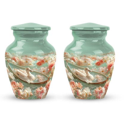 White Personalized Flower Cremation Urn for Human Ashes - 10-inch, 200 cu in - Yatskia