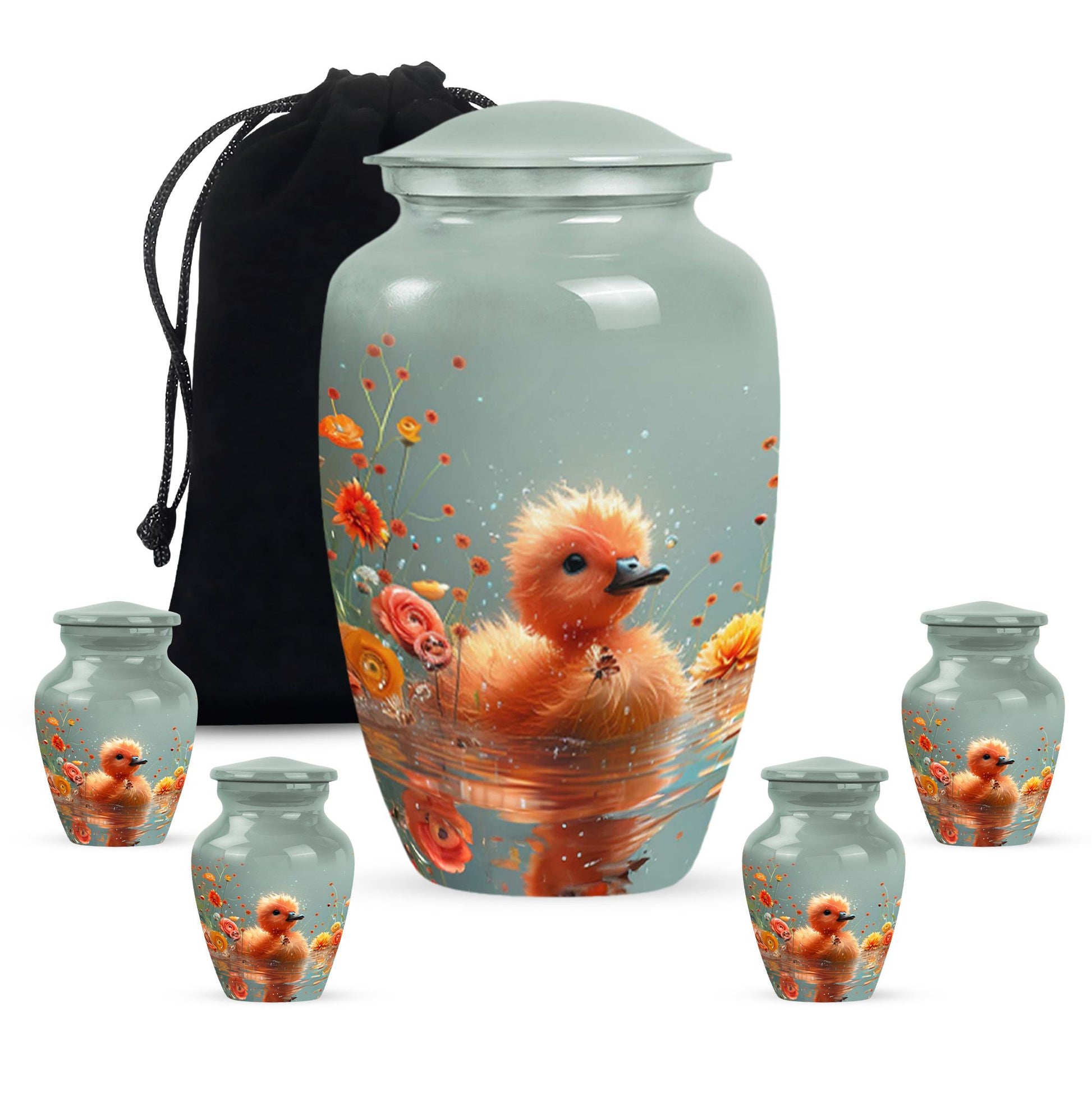 Baby Duck Memorial Urn Combo Set - Large And Keepsake Ashes Urn