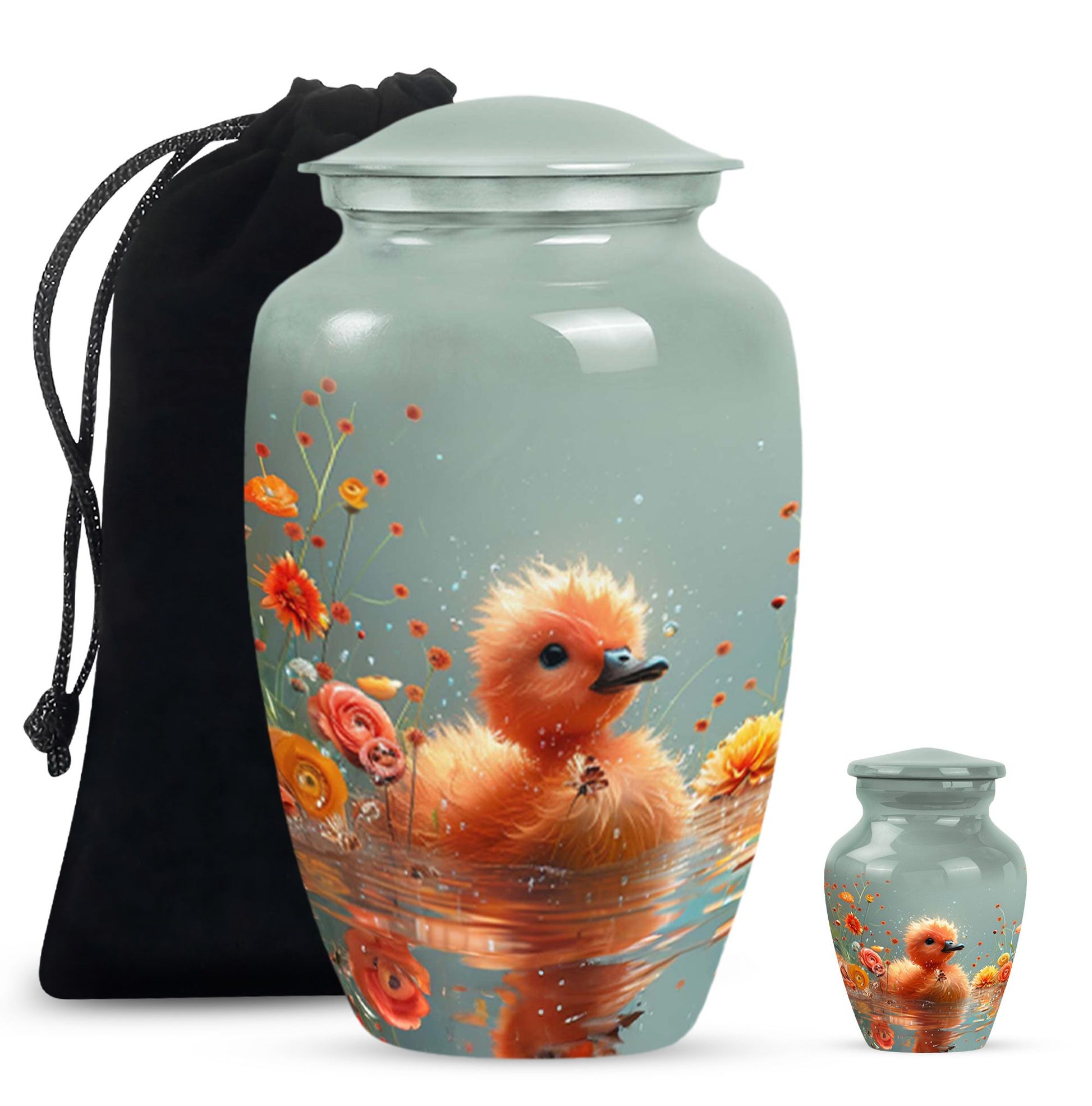 Baby Duck Memorial Urn Combo Set - Large And Keepsake Ashes Urn