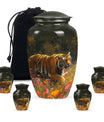 Bengal Tiger Urn Combo Set  - Large & Keepsake Urn Set For Funeral