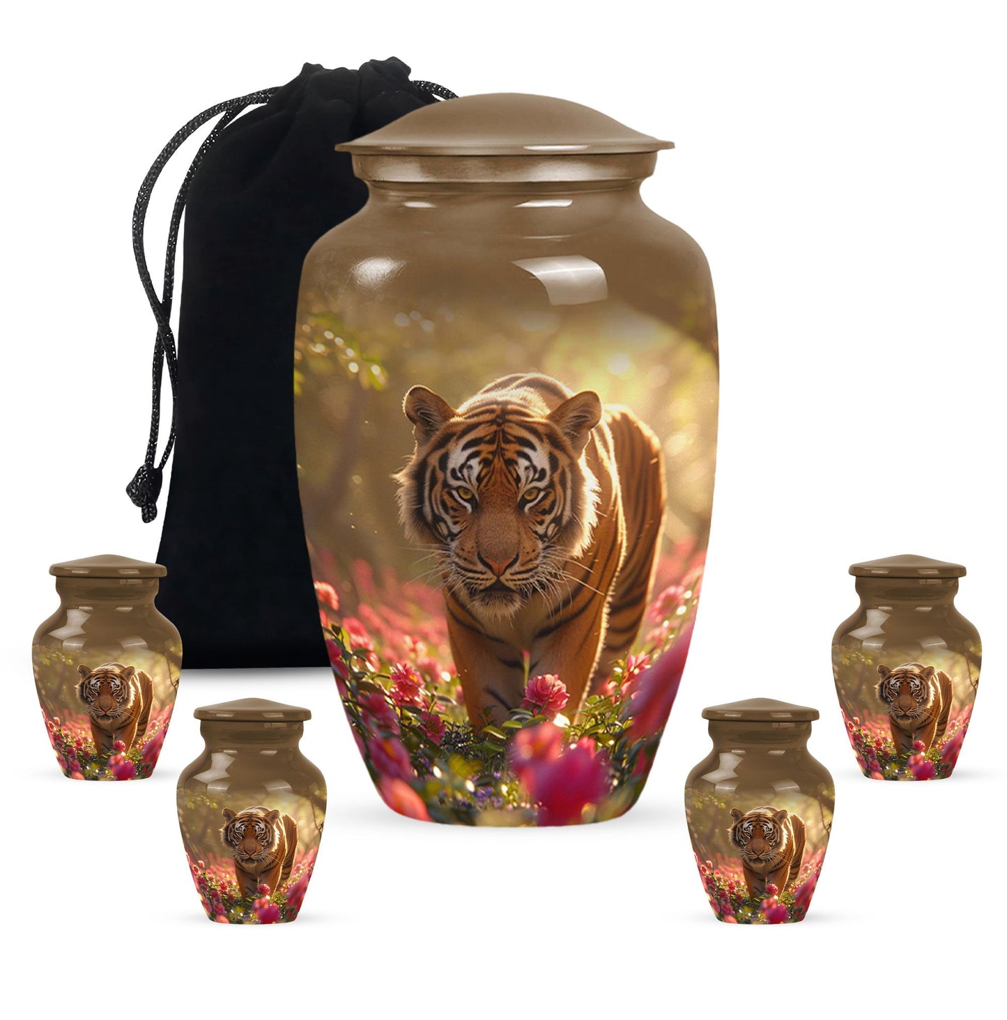 Personalized Tiger Cremation Urn for Human Ashes - 10-inch, 200 cu in - Yatskia