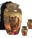 Tiger Memorial Urn For Ashes - Pink Flowers Garden Cremation Urn