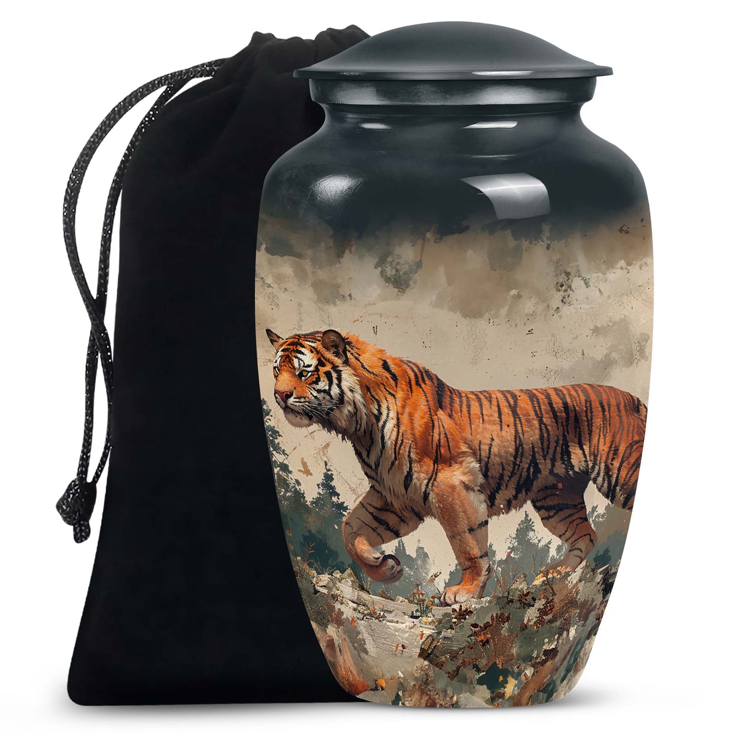 Personalized Tiger Cremation Urn for Adults - 10-inch, 200 cu in - Yatskia