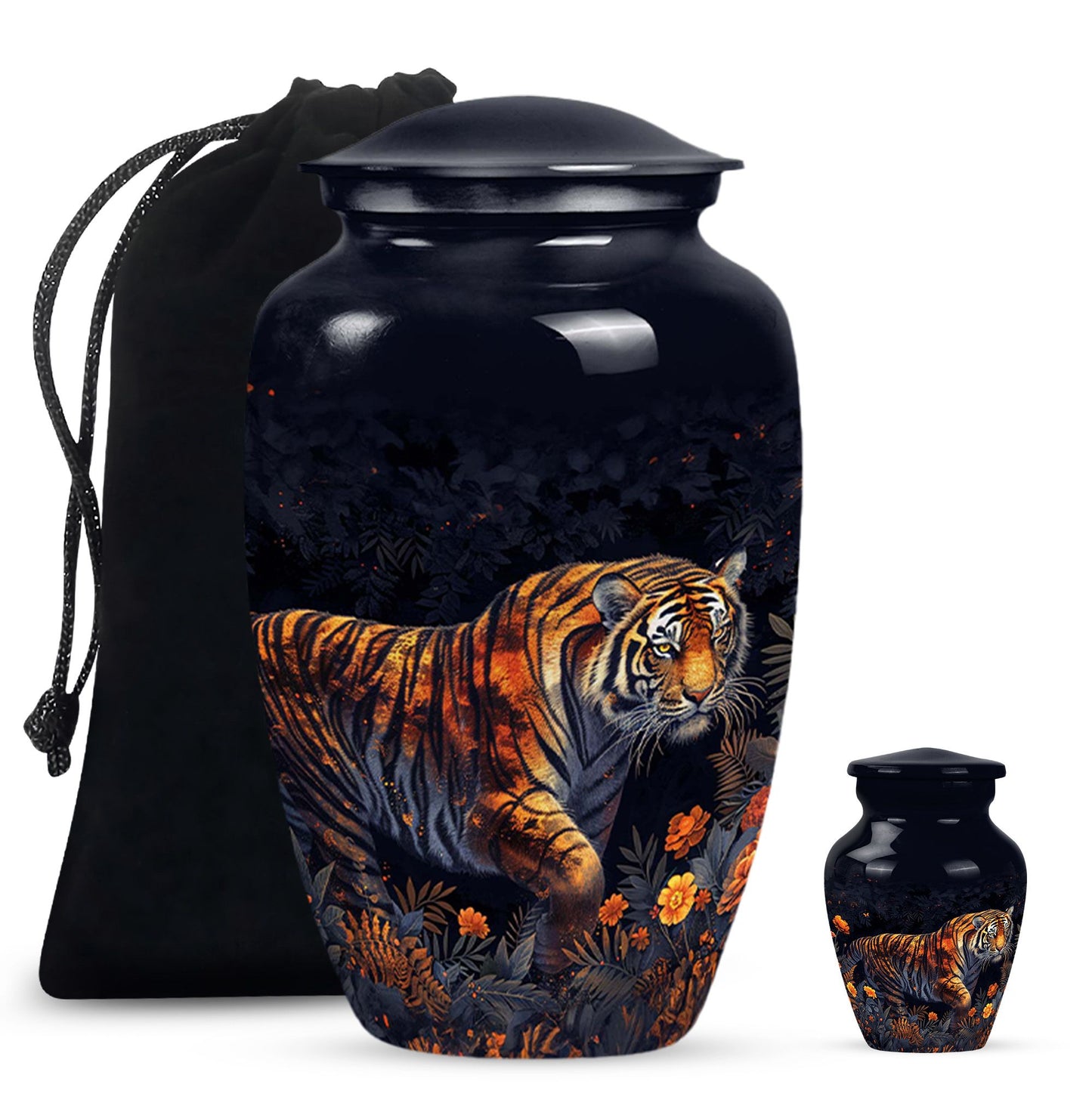 Personalized Tiger Cremation Urn for Human Ashes - 10-inch, 200 cu in - Yatskia