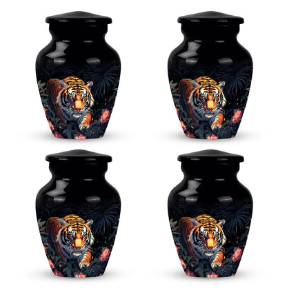 Black Personalized Tiger Cremation Urn for Human Ashes - 10-inch, 200 cu in - Yatskia