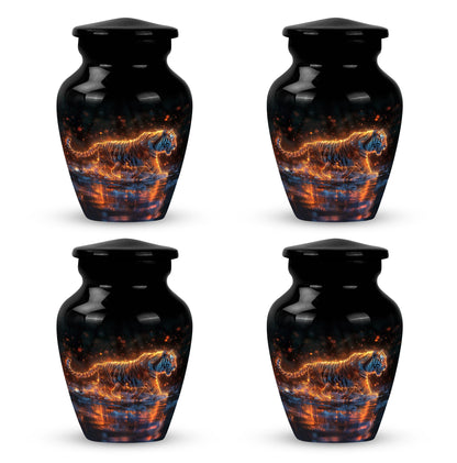 Black Personalized Tiger Cremation Urn for Human Ashes - 10-inch, 200 cu in - Yatskia