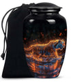 Tiger Cremation Urn - Artistic Black Decorative Urn For Hunan Ashes