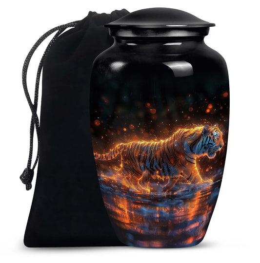 Tiger Cremation Urn - Artistic Black Decorative Urn For Hunan Ashes
