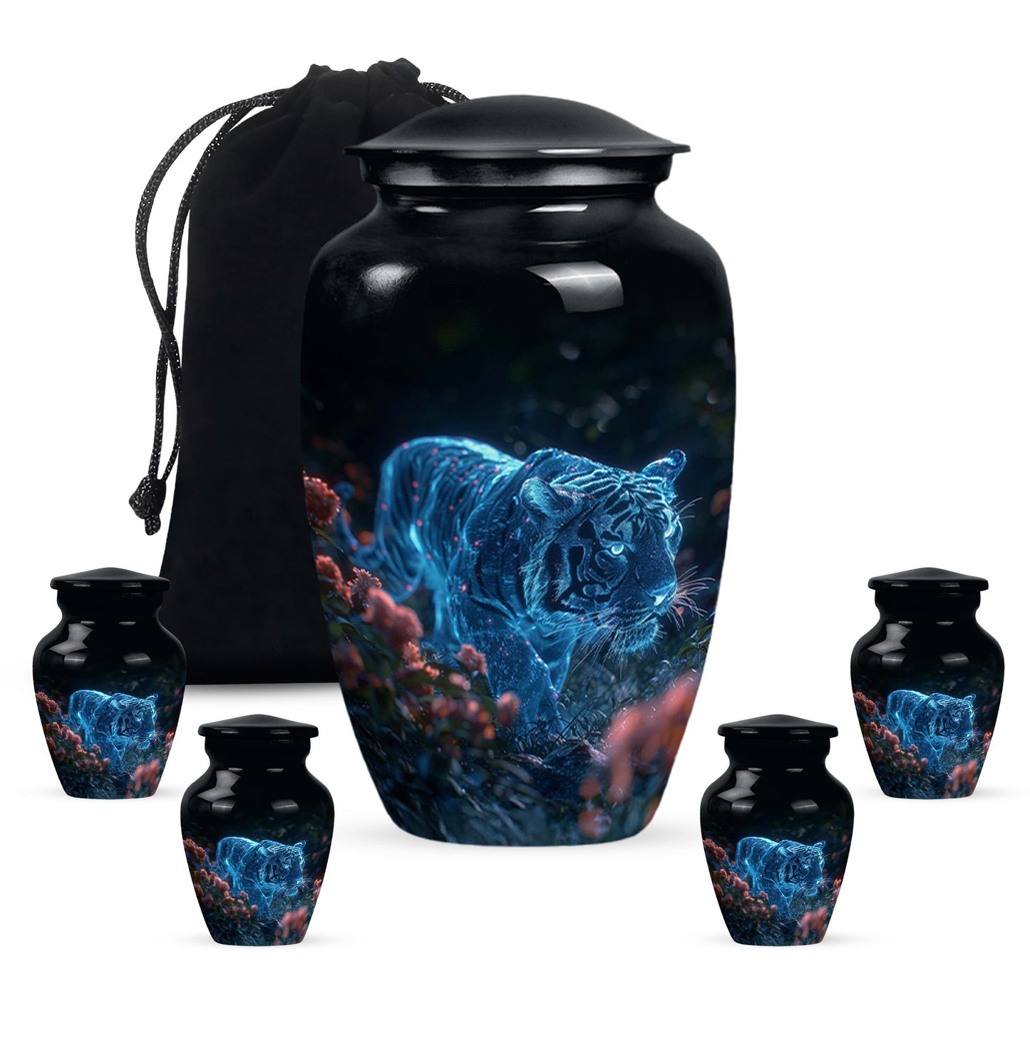 Personalized Tiger Keepsake Urn for Human Ashes - 10-inch, 200 cu in - Yatskia