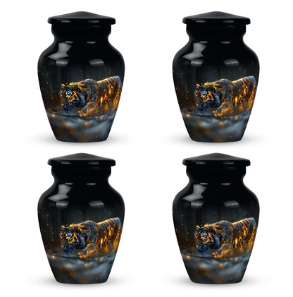 Black Personalized Tiger Cremation Urn for Human Ashes - 10-inch, 200 cu in - Yatskia