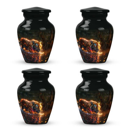 Black Personalized Tiger Cremation Urn for Human Ashes - 10-inch, 200 cu in - Yatskia