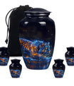 Blue Tiger Design Cremation Urn - Large Urns For Female & Male