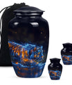 Blue Tiger Design Cremation Urn - Large Urns For Female & Male
