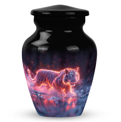 Black Personalized Tiger Cremation Urn for Human Ashes - 10-inch, 200 cu in - Yatskia