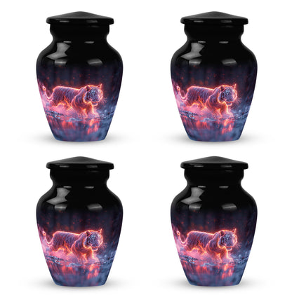 Black Personalized Tiger Cremation Urn for Human Ashes - 10-inch, 200 cu in - Yatskia