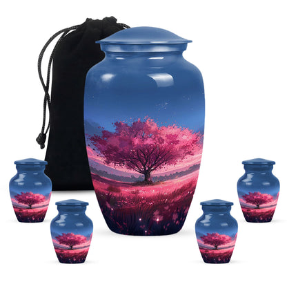 Pink Personalized Tree of Life Cremation Urn for Human Ashes - 10-inch, 200 cu in - Yatskia