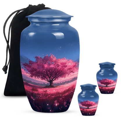Pink Personalized Tree of Life Cremation Urn for Human Ashes - 10-inch, 200 cu in - Yatskia