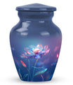 Beautiful Blue Flower Urn - Artistic Floral Design Cremation Urn for Ashes