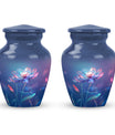 Beautiful Blue Flower Urn - Artistic Floral Design Cremation Urn for Ashes
