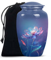 Beautiful Blue Flower Urn - Artistic Floral Design Cremation Urn for Ashes