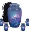 Beautiful Blue Flower Urn - Artistic Floral Design Cremation Urn for Ashes