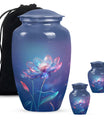 Beautiful Blue Flower Urn - Artistic Floral Design Cremation Urn for Ashes