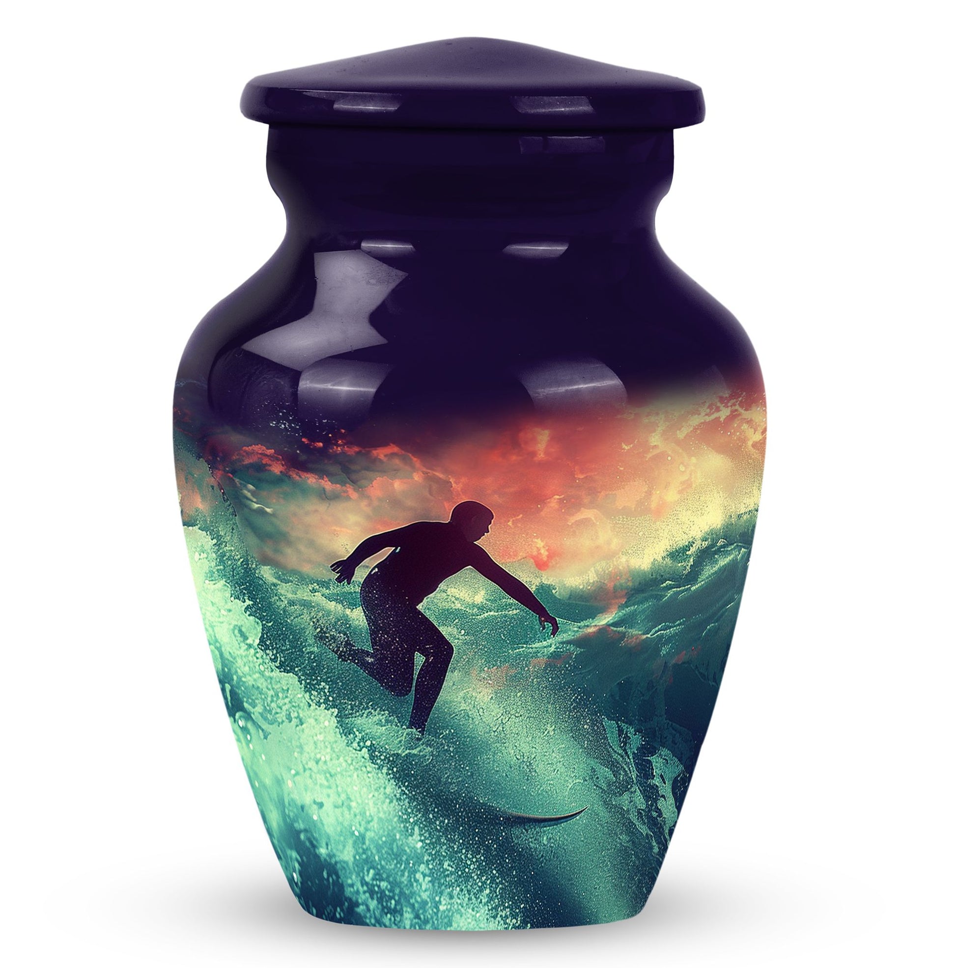 Surfing Man In Ocean - Decorative Unique Urn For Ashes Adult Male