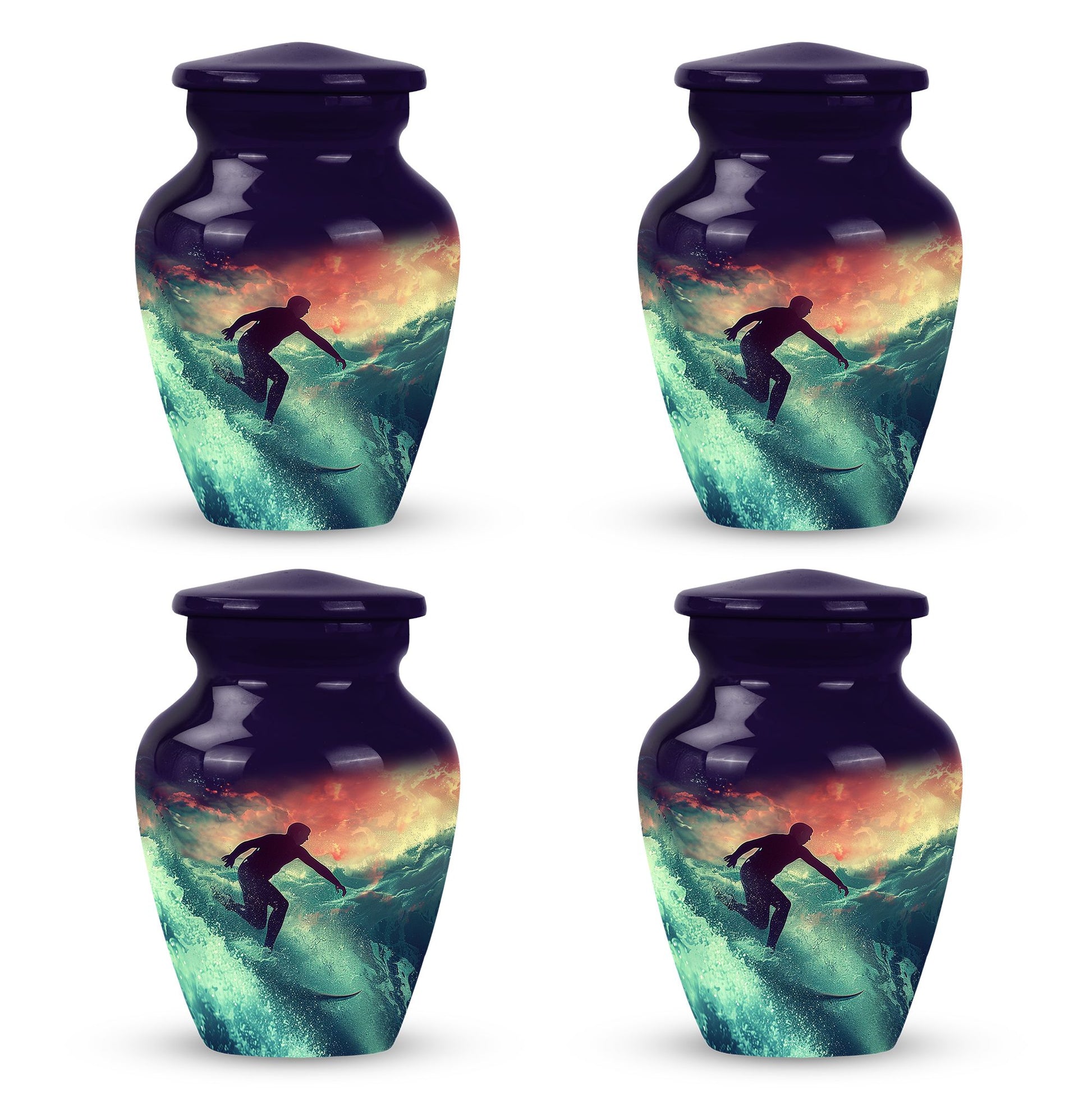 Surfing Man In Ocean - Decorative Unique Urn For Ashes Adult Male