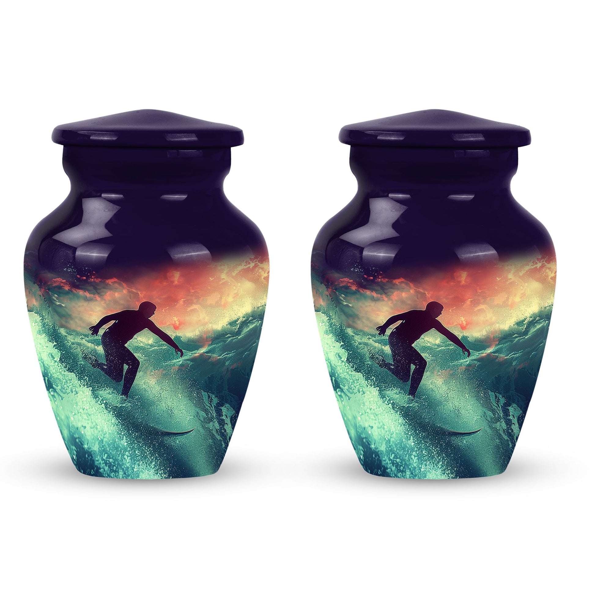 Surfing Man In Ocean - Decorative Unique Urn For Ashes Adult Male