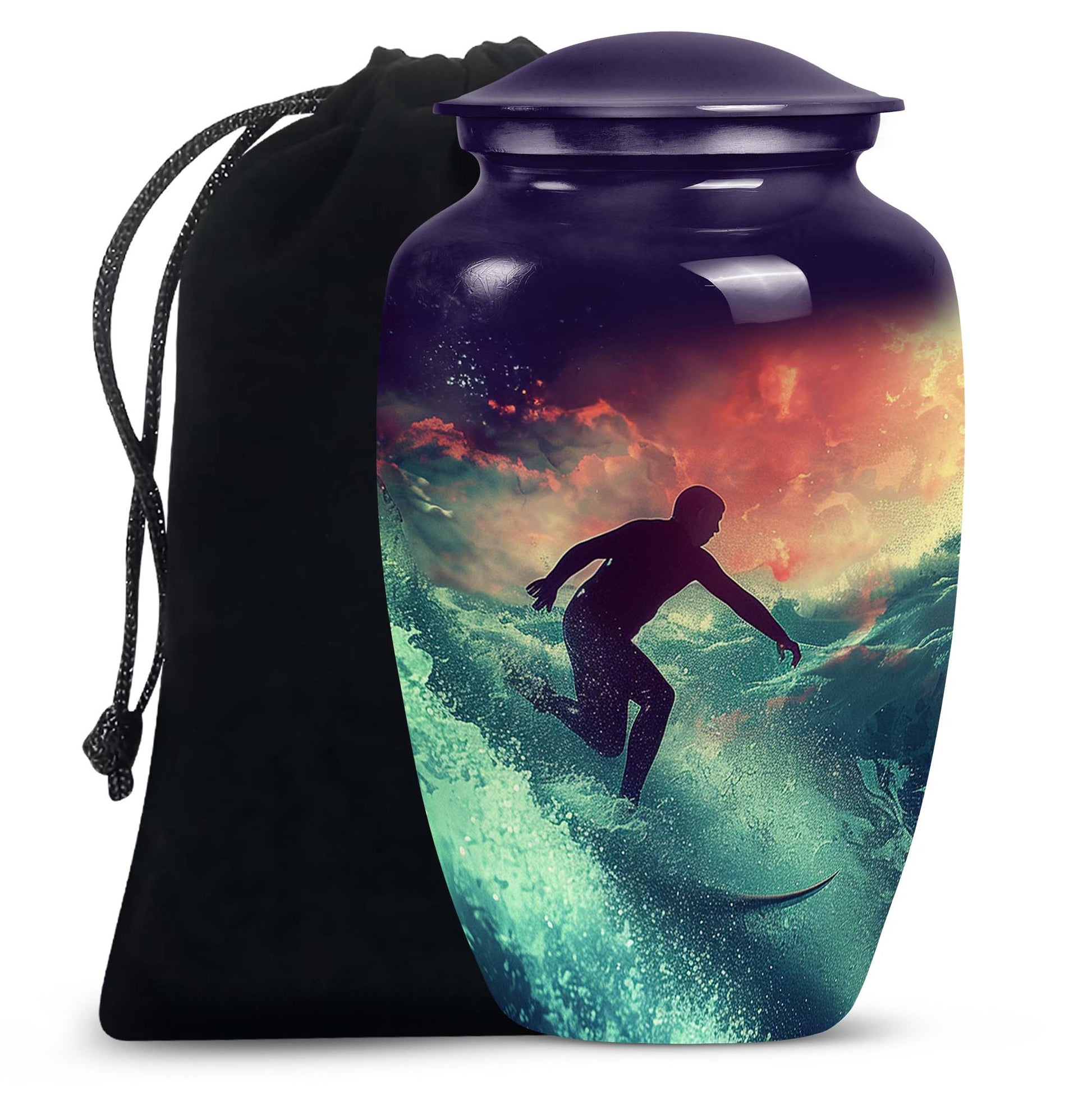 Surfing Man In Ocean - Decorative Unique Urn For Ashes Adult Male
