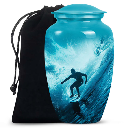 Midnight Surf Odyssey - Large Urn Memorial, Funeral Cremation Urn