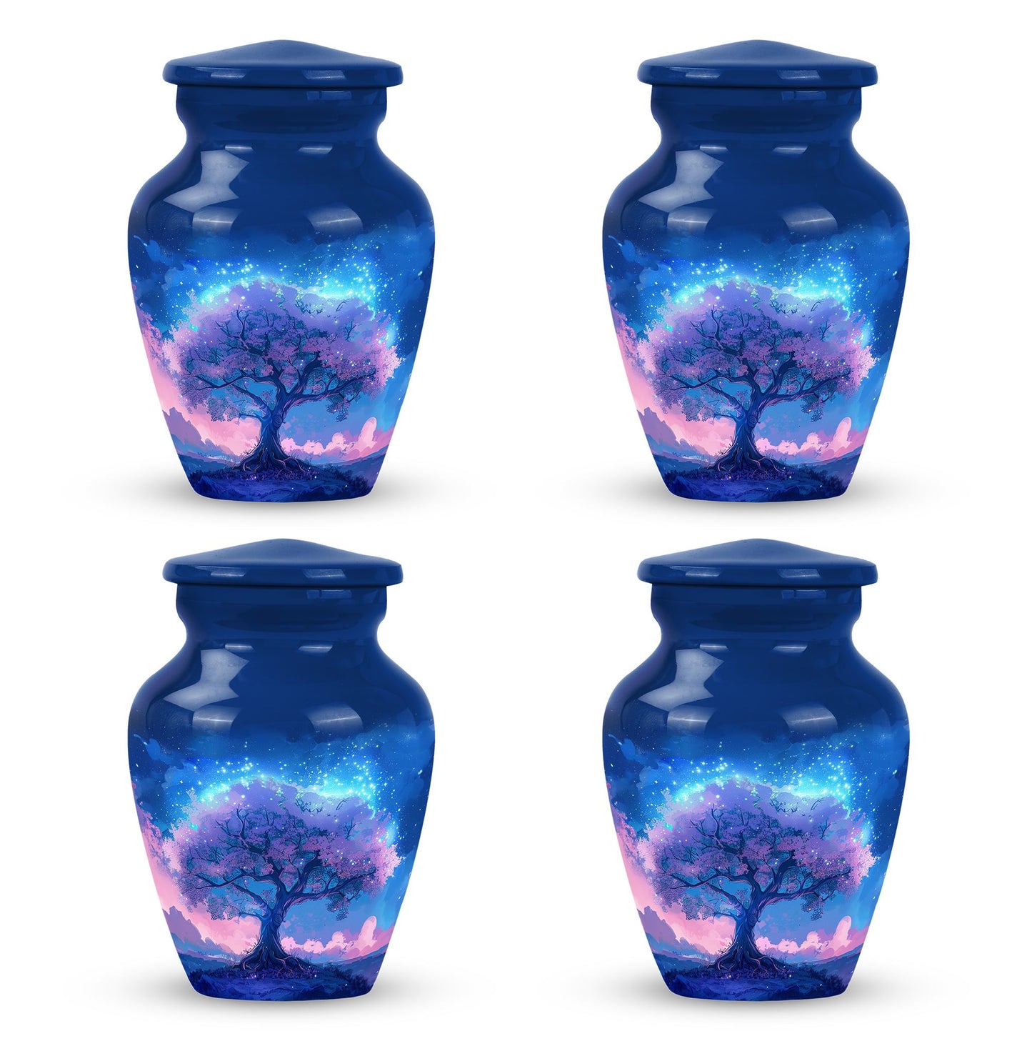 Blue Personalized Tree of Life Cremation Urn for Human Ashes - 10-inch, 200 cu in - Yatskia