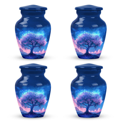 Blue Personalized Tree of Life Cremation Urn for Human Ashes - 10-inch, 200 cu in - Yatskia