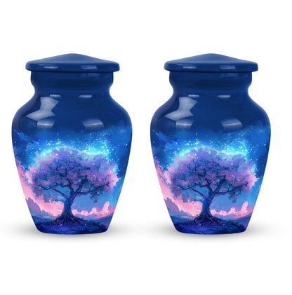 Blue Personalized Tree of Life Cremation Urn for Human Ashes - 10-inch, 200 cu in - Yatskia